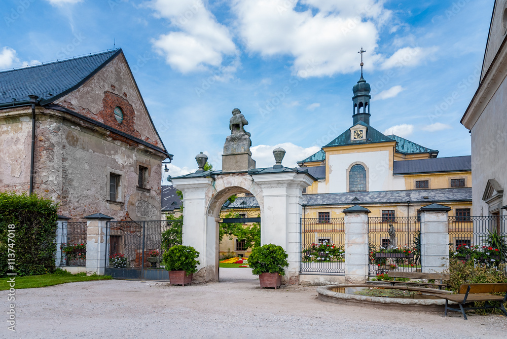 Baroque state castle chateau front gate, Kuks, Czech republic
