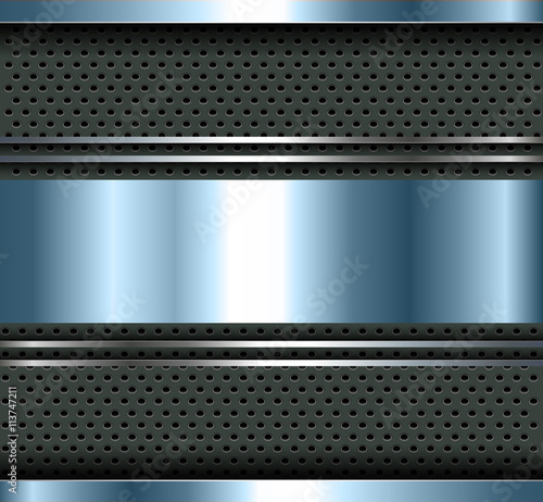 Background blue metallic with aluminum metal plate bars,