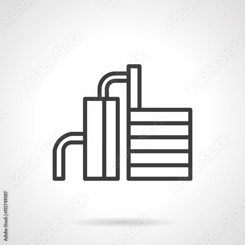 Gas processing plant black line vector icon