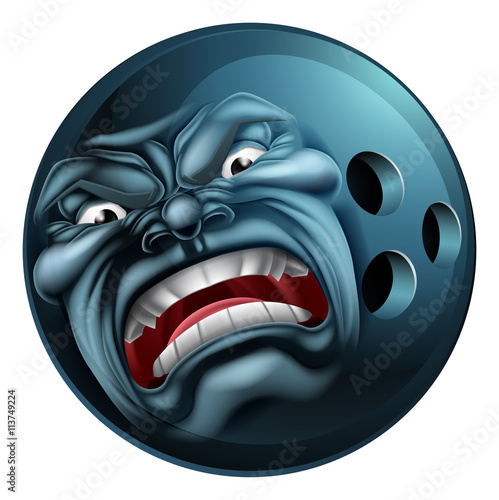 Angry Bowling Ball Sports Cartoon Mascot