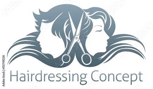 Fototapeta Mężczyzna i kobieta fryzjer nożyczki koncepcja