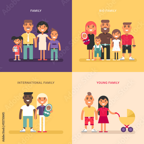 Family concept. Family structure, size, members
