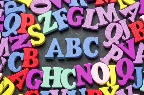 ABC alphabet letters on blackboard