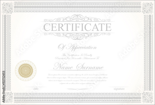 Retro vintage certificate or diploma template