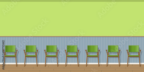 Illustration of a waiting room with chairs