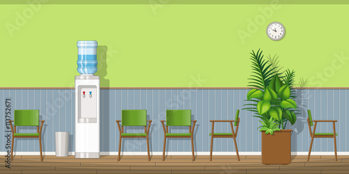 Illustration of a waiting room with chairs