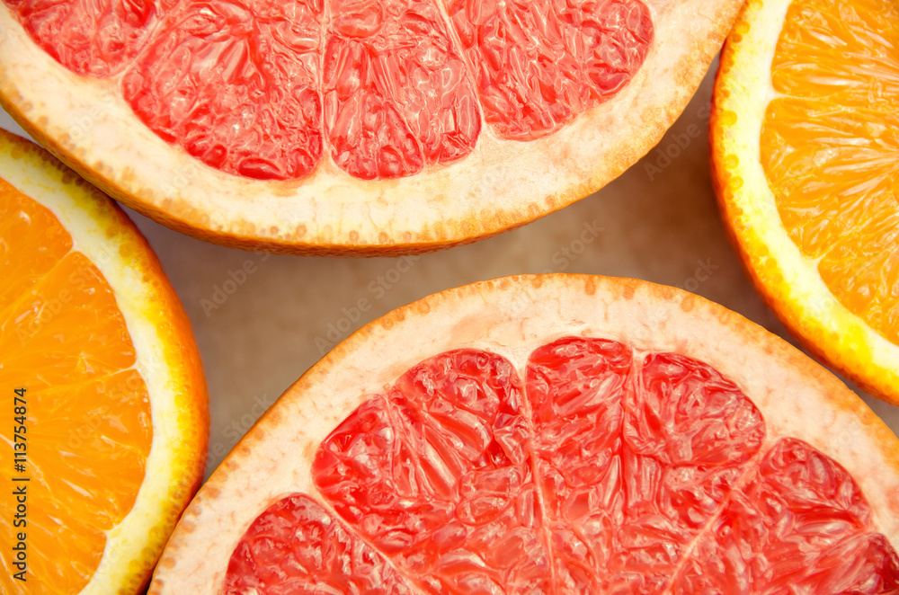 Fresh grapefruit and orange. Vitamins for health. Fresh grapefruit and orange. Vitamins for health.