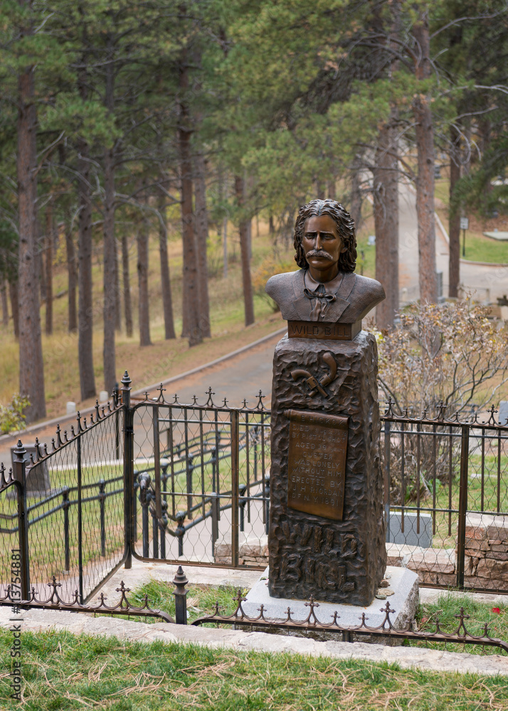 Grave site of Wild Bill Hickok at the Mount Moriah Cemetery in Deadwood