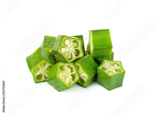 Foto Sliced okra isolated on the white background