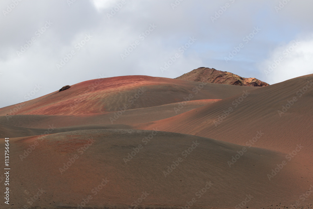 Desert stone volcanic landscape in Lanzarote, Canary Islands 
