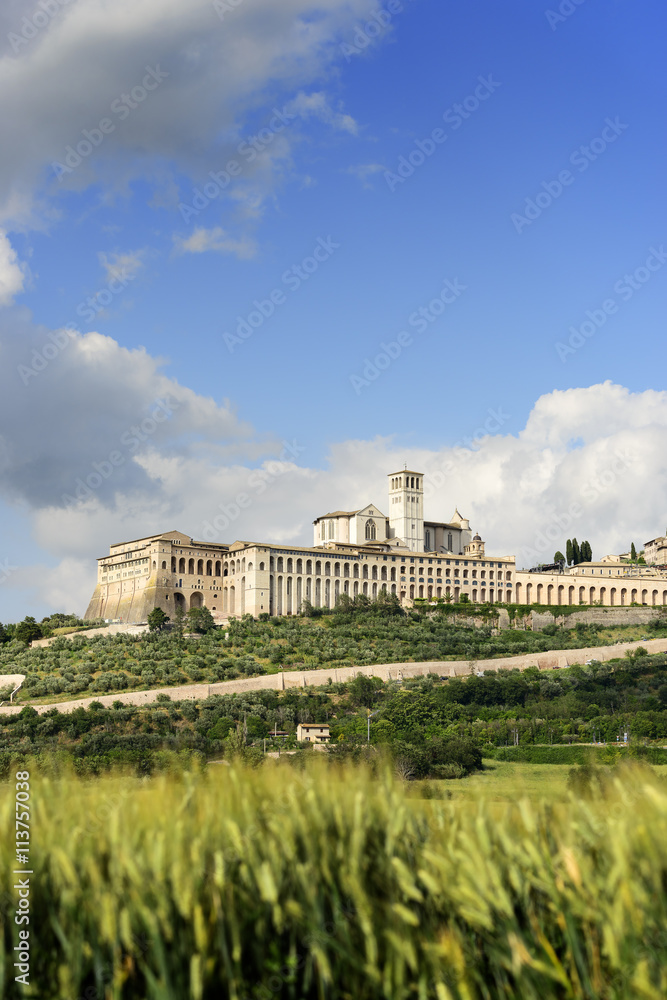 Cityscape Assisi basilica and monastery