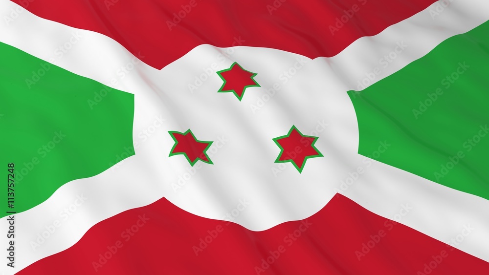Burundian Flag HD Background - Flag of Burundi 3D Illustration Burundian Flag HD Background - Flag of Burundi 3D Illustration