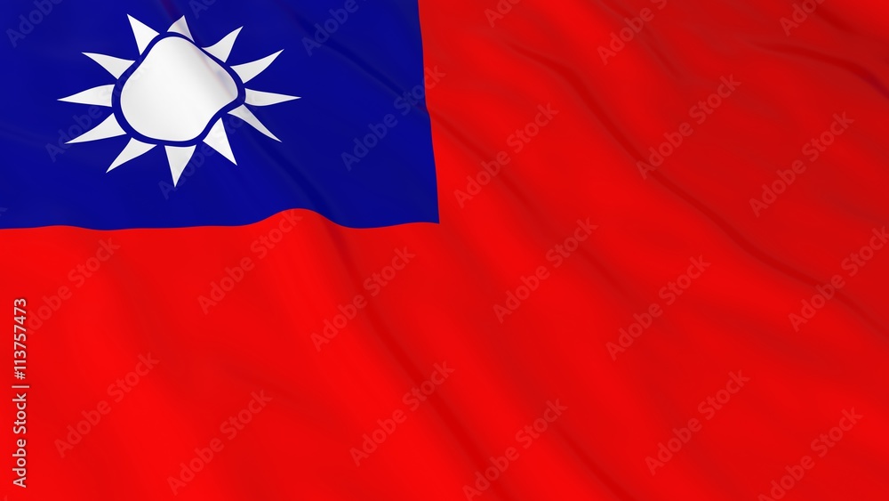 Naklejka premium Taiwanese Flag HD Background - Flag of Taiwan 3D Illustration