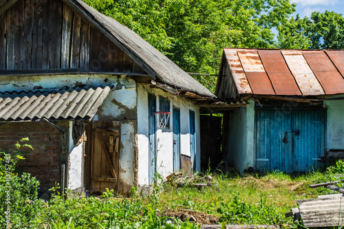 basketball net in the abandoned village photo