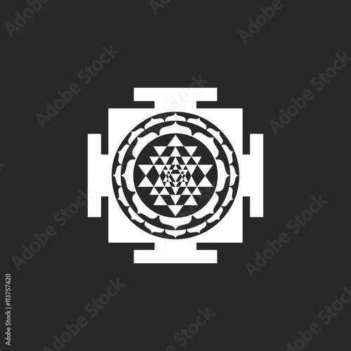 Canvas Print Sri Yantra sign simple icon on background