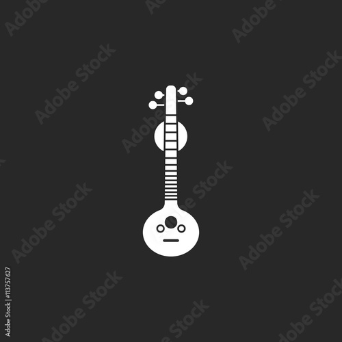 Indian musical instrument veena sign simple icon on background