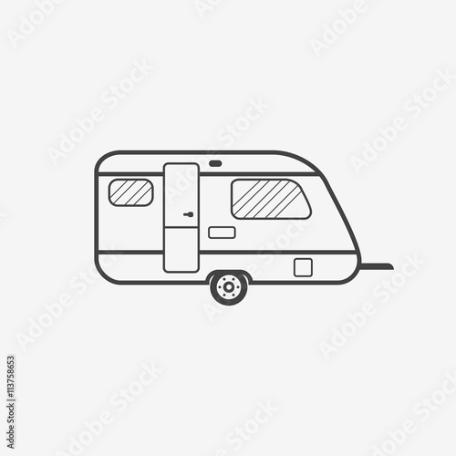 Camper trailer monochrome icon