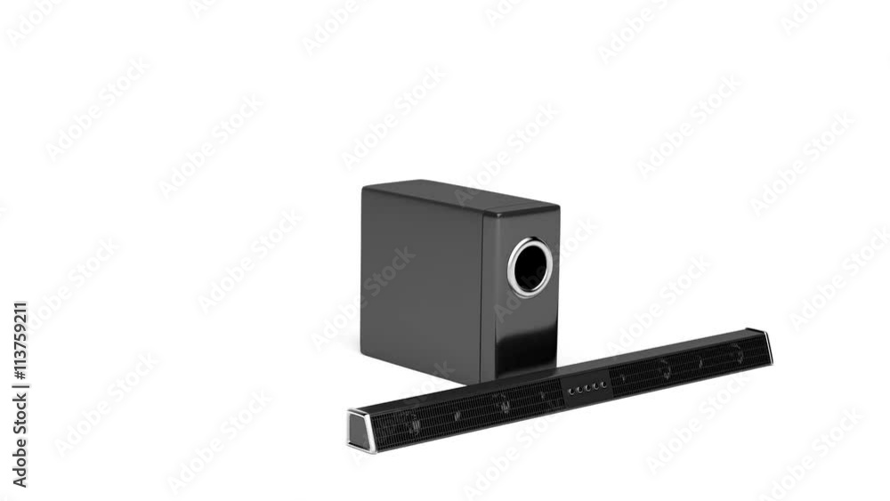 Soundbar and subwoofer on white background Soundbar and subwoofer on white background
