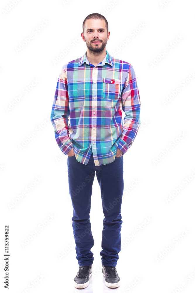Fototapeta premium Handsome casual man posing on white background