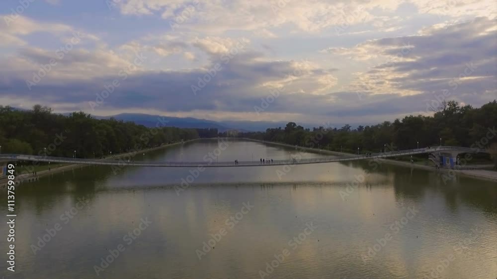 Aerial View of the rowing channel and the bridge in Plovdiv, Bulgaria. Aerial View of the rowing channel and the bridge in Plovdiv, Bulgaria.