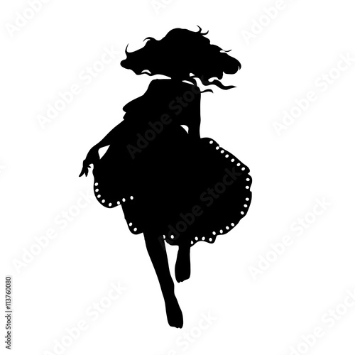 silhouette of a dancing girl in  fluffy skirt