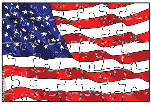 Illustration of American flag puzzles