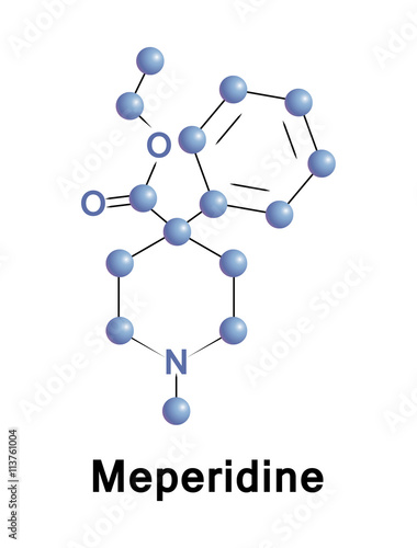 Meperidine is the most widely used opioid in labour and delivery. Pethidine is the preferred painkiller for diverticulitis, because it decreases intestinal intraluminal pressure. Vector molecule.