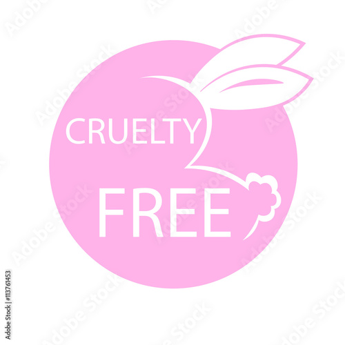 Animal cruelty free icon design. Animal cruelty free symbol design. Product not tested on animals sign with pink bunny rabbit. Vector illustration.