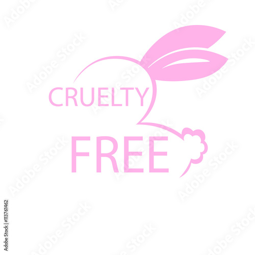 Animal cruelty free icon design. Animal cruelty free symbol design. Product not tested on animals sign with pink bunny rabbit. Vector illustration.
