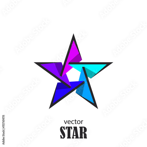 Star flat 3D abstract symbol. Popularity concept. Vector Illustration