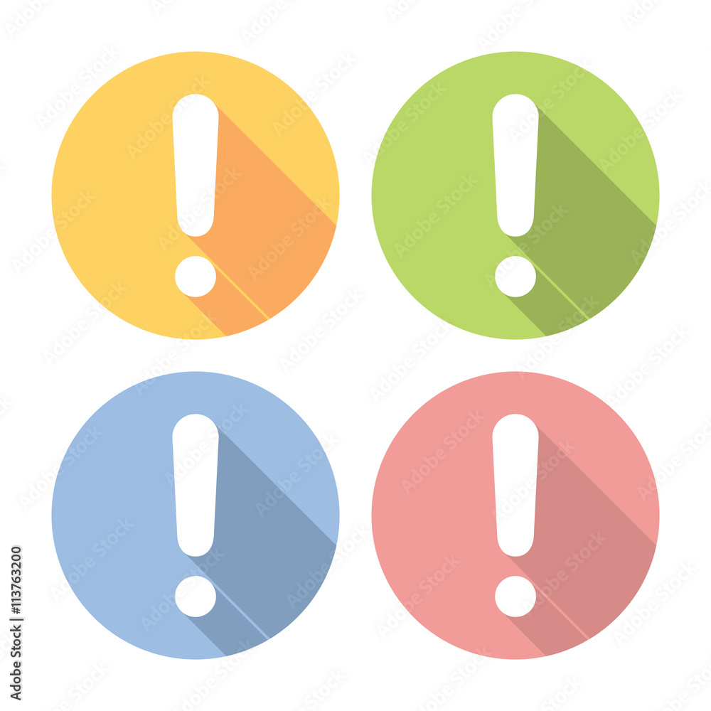 Exclamation Mark Flat Icons Set Exclamation Mark Flat Icons Set