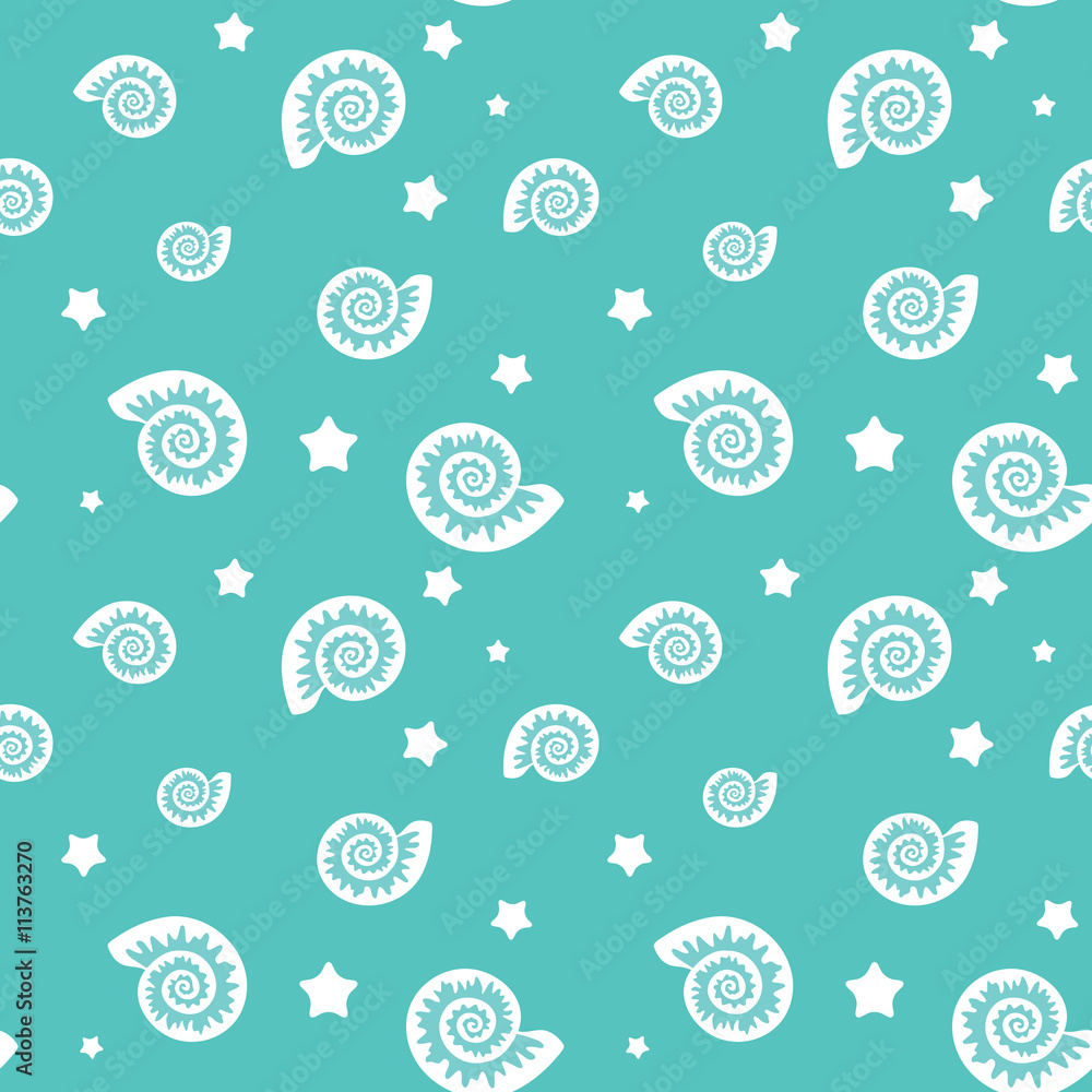 Seamless Seashell Underwater Pattern Seamless Seashell Underwater Pattern