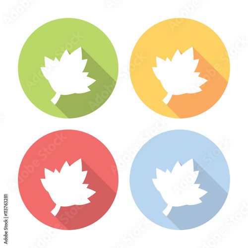 Grape Leaf Flat Icons Set