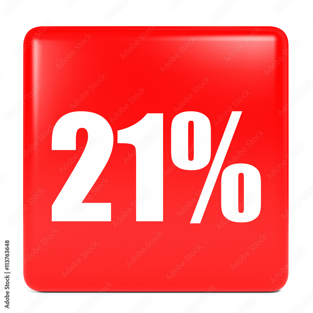 Discount 21 percent off. 3D illustration. Discount 21 percent off. 3D illustration.