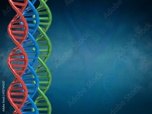 colorful dna structure on blue background