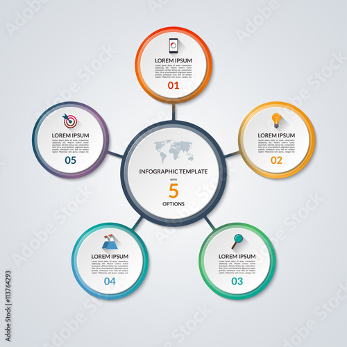 Infographic circle diagram template with 5 options