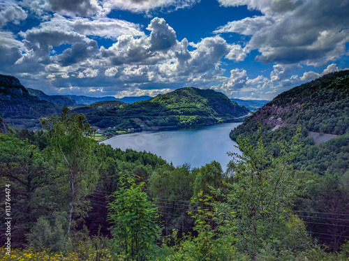 Beautiful summer mountain panorama in Norway