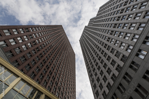 skyscrapers from an worm's eye view