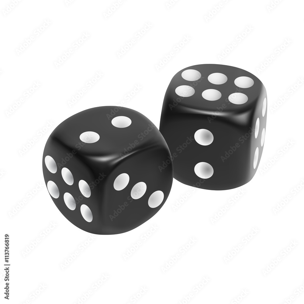 Black dice isolated on white background Black dice isolated on white background