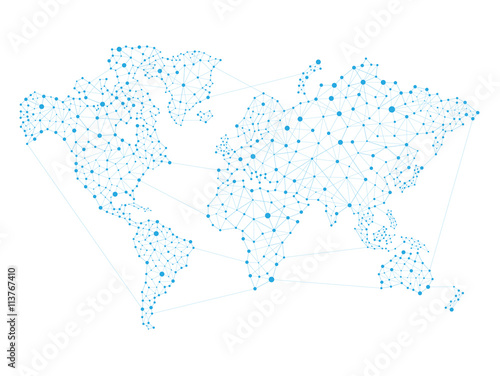 World map network, Global network connection vector illustration