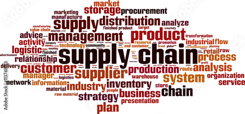 Supply chain word cloud concept. Vector illustration