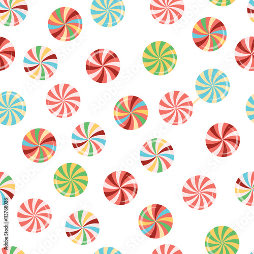 Seamless pattern with multi colored lollipops.
