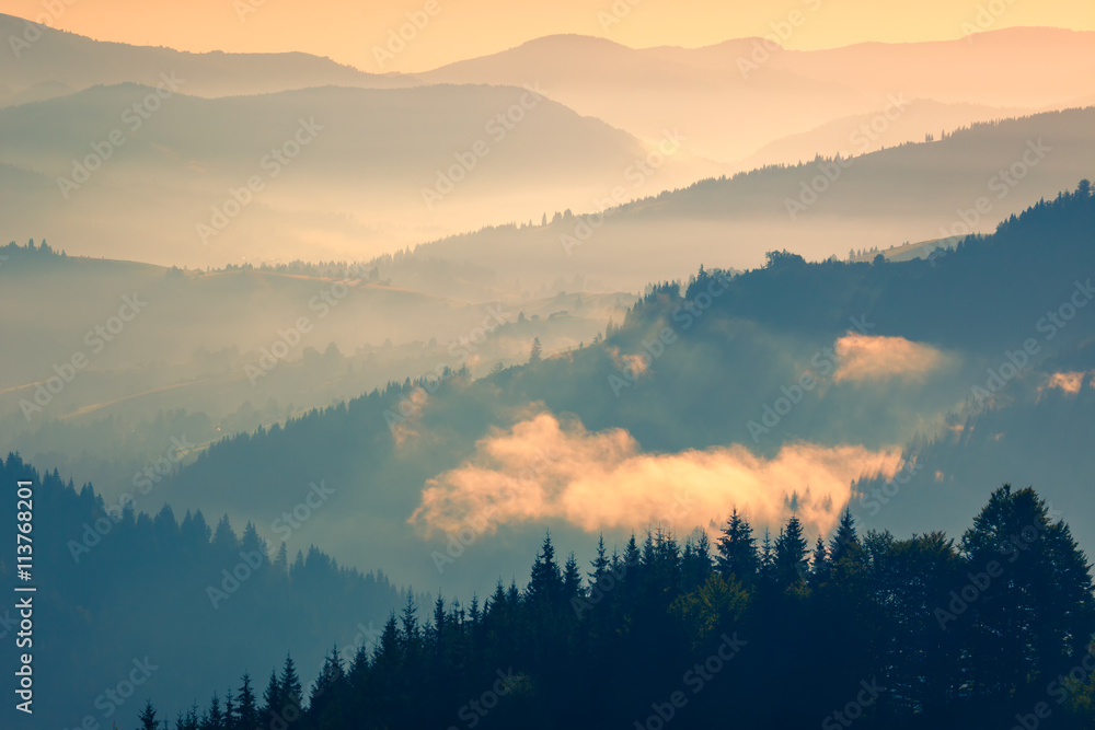 Gentle color of  Sunrise Mountains Range Landscape