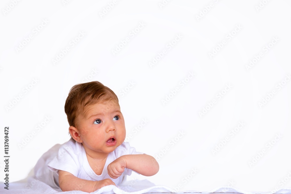 Lovely baby crawling, isolated on white background. Lovely baby crawling, isolated on white background.