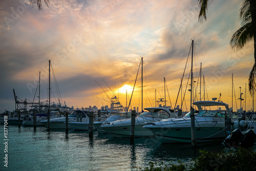 Boats in Marina at Sunset