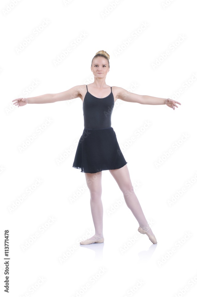 Beautiful artistic female ballerina working out, performing art ballet element Beautiful artistic female ballerina working out, performing art ballet element