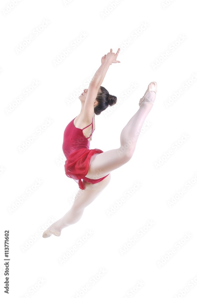 Fototapeta premium Beautiful artistic female ballerina working out, performing art element