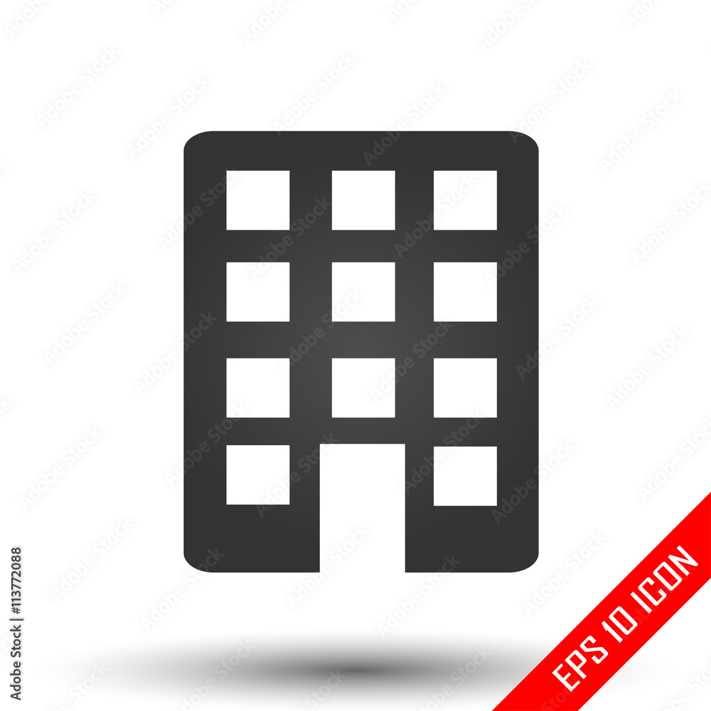 Building icon. Simple flat logo of building on white background. Vector illustration. Building icon. Simple flat logo of building on white background. Vector illustration.