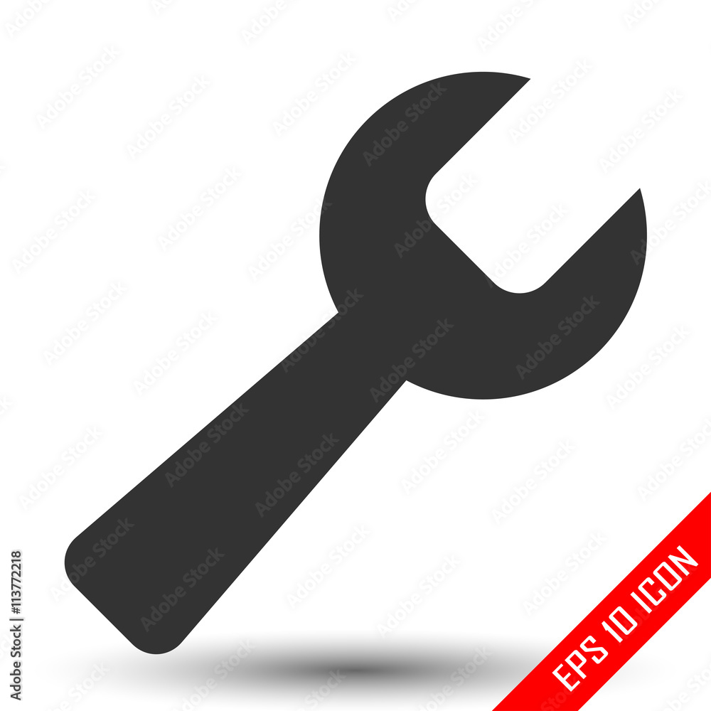 Wrench icon. Wrench sign. Simple flat logo of wrench on white background. Vector illustration. Wrench icon. Wrench sign. Simple flat logo of wrench on white background. Vector illustration.