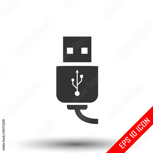 Usb connection icon. Usb connection sign. Simple flat logo of usb connection on white background. Vector illustration.